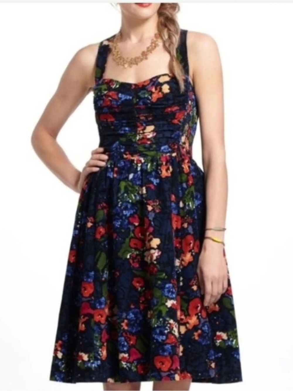 Anthropologie / HD in Paris | Paca floral corduroy dress, US10